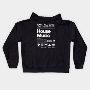 HOUSE MUSIC - Product Label (white) Kids Hoodie